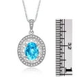 thumbnail image 4 of RYLOS Necklace Sterling Silver 925 Halo Designer Necklace Gemstone &  Diamonds Pendant 18" Chain 8X6MM Blue Topaz December Birthstone Womens Jewelry Silver Necklace, 4 of 8