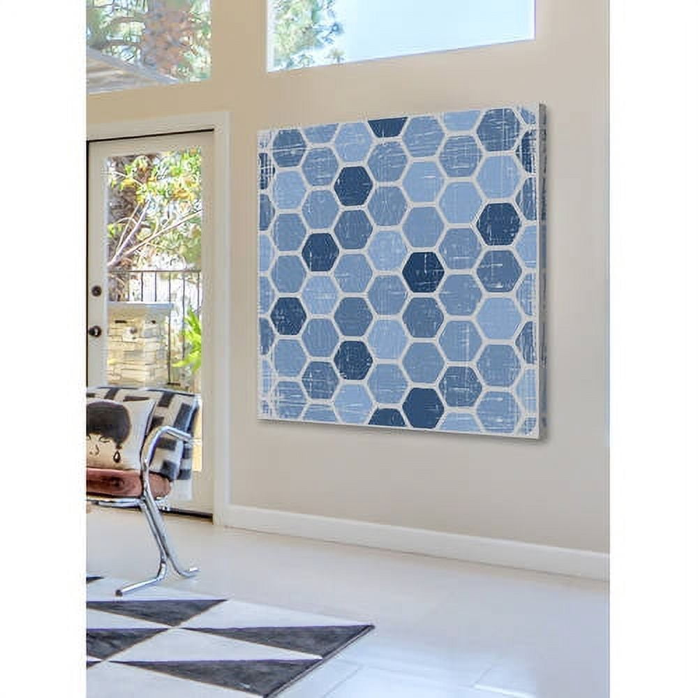 "Blue Honeycomb" Painting Print on Wrapped Canvas