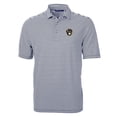thumbnail image 2 of Men's Cutter & Buck Navy Milwaukee Brewers Virtue Eco Pique Stripe Recycled Polo, 2 of 3