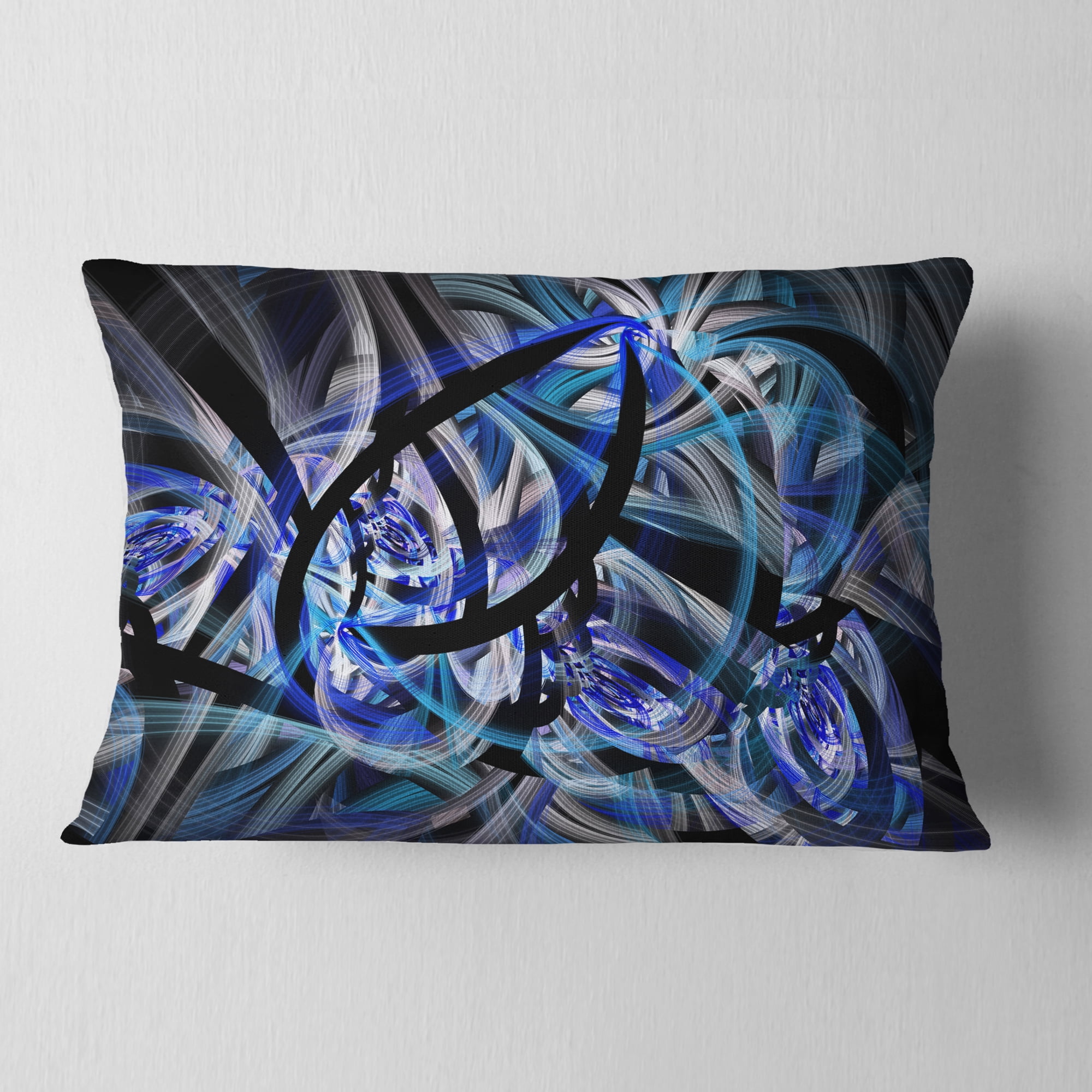 Designart 12" x 20" Black Polyester Throw Pillow