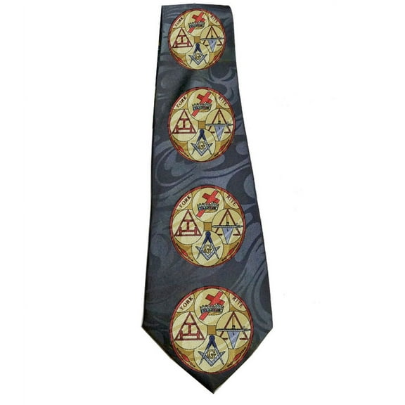 Freemason's Tie - York Rite Multi Symbol Masonic pattern design for Freemasons