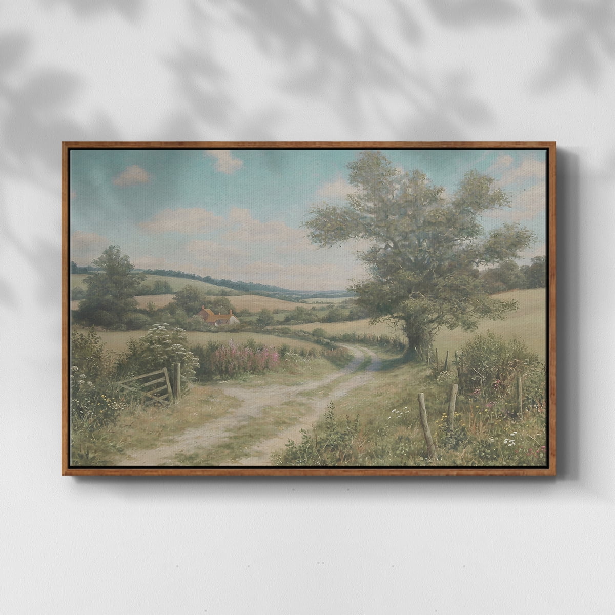 Vintage Landscape-CCL By Wexford Home Framed in Walnut Wood Gallery Wrapped Canvas 17 in. x 25 in.