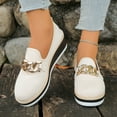 thumbnail image 6 of SYMOID Comfortable Womens White Platform Slip-on Loafers with Gold Metal Chain - Pu Faux Leather Rounded Toe Casual Office Shoes (Us 5.5-10.5),Size 37, 6 of 9
