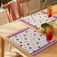 thumbnail image 4 of 4th of July Placemats Set of 8 Blue Red Striped Stars Independence Day Place Mats Indoor Wipeable Table Mats Washable Cloth Dining Table Placemats for Kitchen Holiday Party Home Decor 13x19 Inch, 4 of 9
