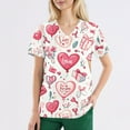 thumbnail image 3 of Garbnen Valentines Day Scrub Tops Plus Size Love Print V Neck Short Sleeve Stretch Nursing Scrubs for Women with Pocket Medical Designed Scrub Tops Women S-5XL, 3 of 4