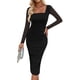 thumbnail image 1 of Vestido PRETTYGARDEN para Invitada de Boda Otoño Ajustado con Fruncido Negro XS, 1 of 8