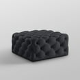 thumbnail image 4 of Inspired Home Vernon Linen Cocktail Ottoman Allover Tufted Square Castered Legs Modern, Black, 4 of 7
