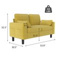 thumbnail image 4 of Kinsuite Loveseat Sofa Chair - 56" Modern Accent Chairs with Arms & Cushions, Office Couch with Side Pocket, Comfy Couches for Living Room Waiting Room Office Apartment, Mustard, 4 of 10