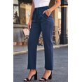 thumbnail image 3 of POGLIP Pantalon à Jambes Droites Longues à Cordon de Serrage Bleu pour Femmes, 3 of 6