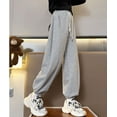 thumbnail image 4 of LIIPEE Girl Boy Sweatpants Solid Color Baggy Elastic Waist Drawstring Wide Leg Joggers Trousers With Pockets Boys Classic Birthday Pants,Light Gray,11-12 Years, 4 of 4