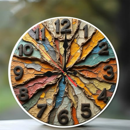 Handmade Wooden Wall Clock Unique Crackle Paint Design 10-Inch Silent Wooden Wall Clock, Battery Operated (AA Batteries Not Included), Artistic Home Decor