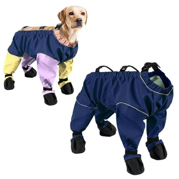 Waterproof Dog Shoes Leggings, Adjustable Suspender Boots for Dogs Winter Snow Rain Hiking Walking, Anti-Dirty Dogs Pants Reflective Pet Paw Protector for Small Medium Dogs