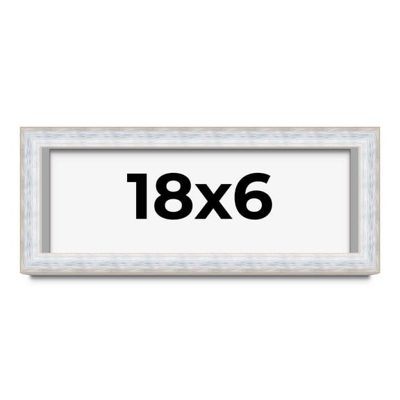18x6 Shadow Box Frame Silver | 1.625 Inches Deep Real Wood Contemporary Shadowbox Display Frame |