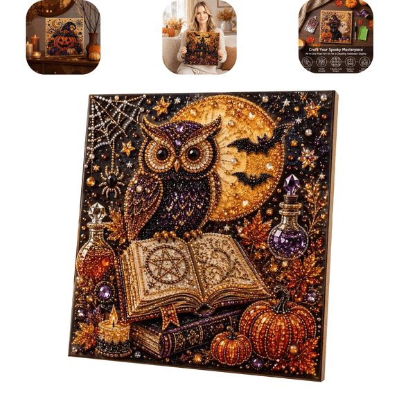 Halloween Ghost Pearl Art DIY Kit, Pearl Painting Kits for Adults,Pearls Diamond Art, Spooky-Cute Witch Cauldron Design,Fall Home Decor,Hanging Wall Art,Adults Craft Kit,3D DIY Pearl Painting H