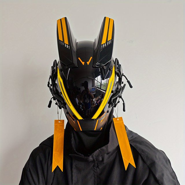 LED Halloween Party Decoration Masks Cool Handmade Cyberpunk Masks Mechanical Sci-fi Full Face Masks For Men