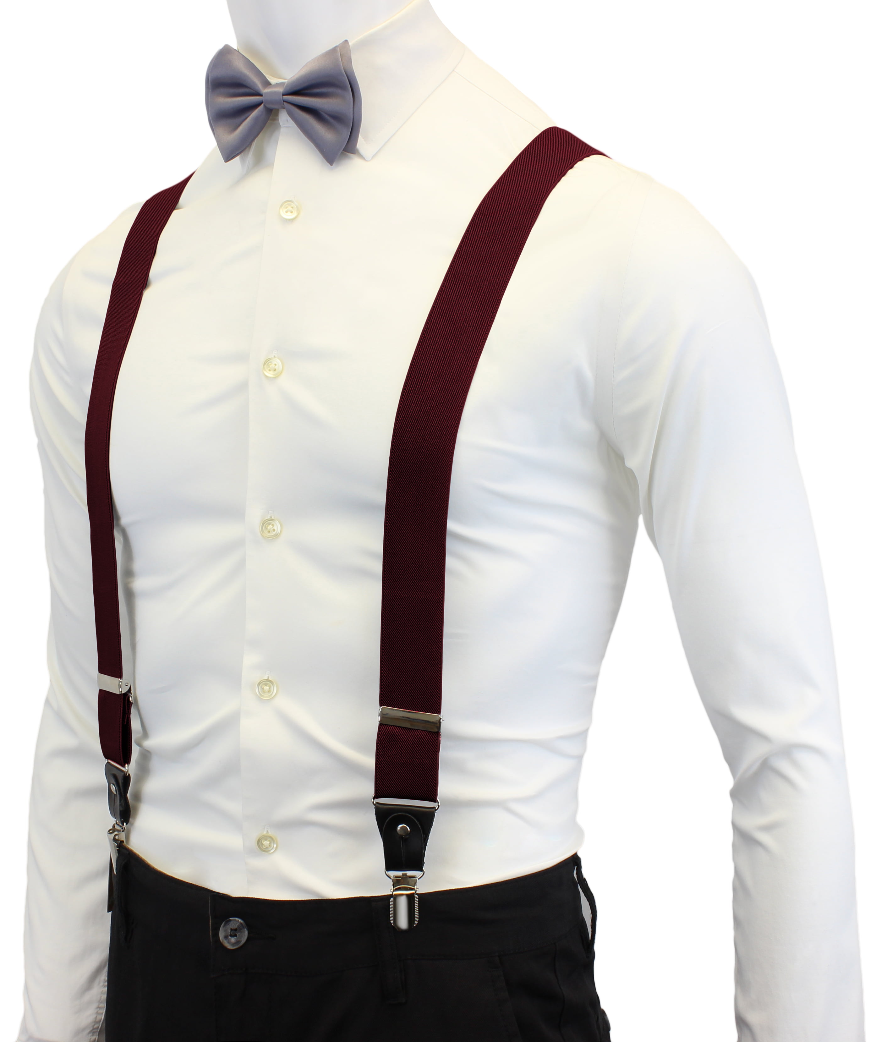 AISENIN Suspenders for Men with Hooks Big & Tall Elastic Solid Color Y-Back Suspender 