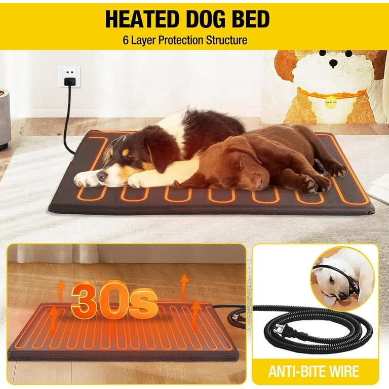 Aivituvin Heated Outdoor Dog House with Heating Pad & Insulated Liner, Winter Weatherproof Anti-Chewing Dog Kennel, Iron