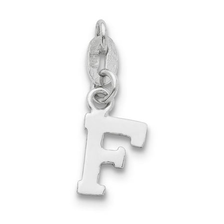 Chain slide Initial F Polished & Solid Charm Pendant 925 Sterling Silver