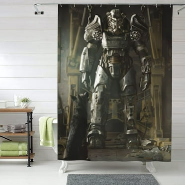 Fallout Shower Curtain, 60 x 72 inch Waterproof Fabric Shower Curtains for Bathroom, Cute Farmhouse Bath Decor Washable Bath Curtain with 12 Hooks