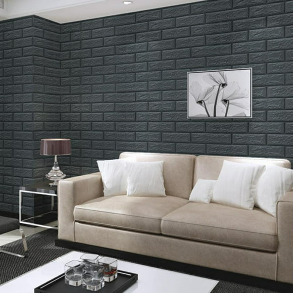 13.8" x 15" Black Brick Wallpaper Peel and Stick Wallpaper Self-Adhesive Film Brick Contact Paper 3D Textured Brick Wallpaper Removable Wallpaper for Room Decor