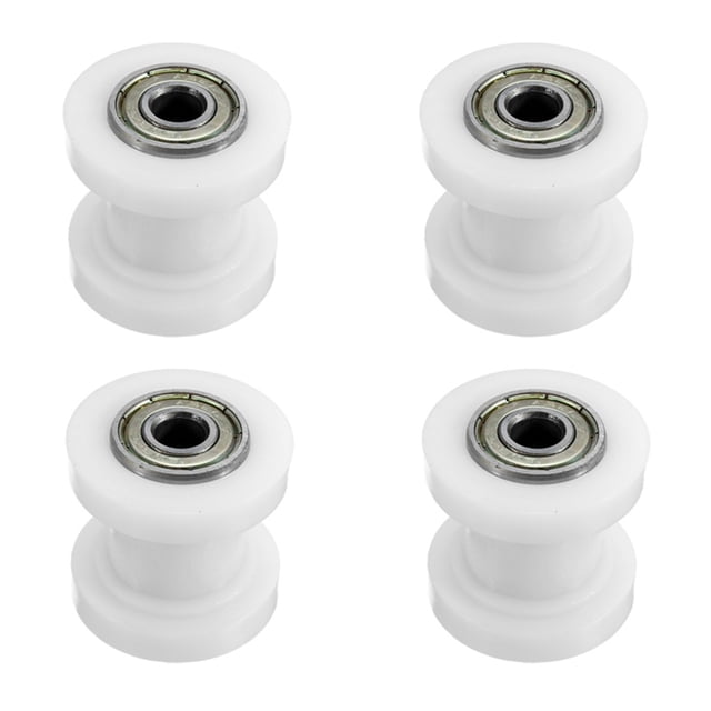 4X Guide de Chaîne de Moto Tout-Terrain Tendeur de Chaîne Roue Roulante Adapté pour XR CRF KLX110(Blanc)