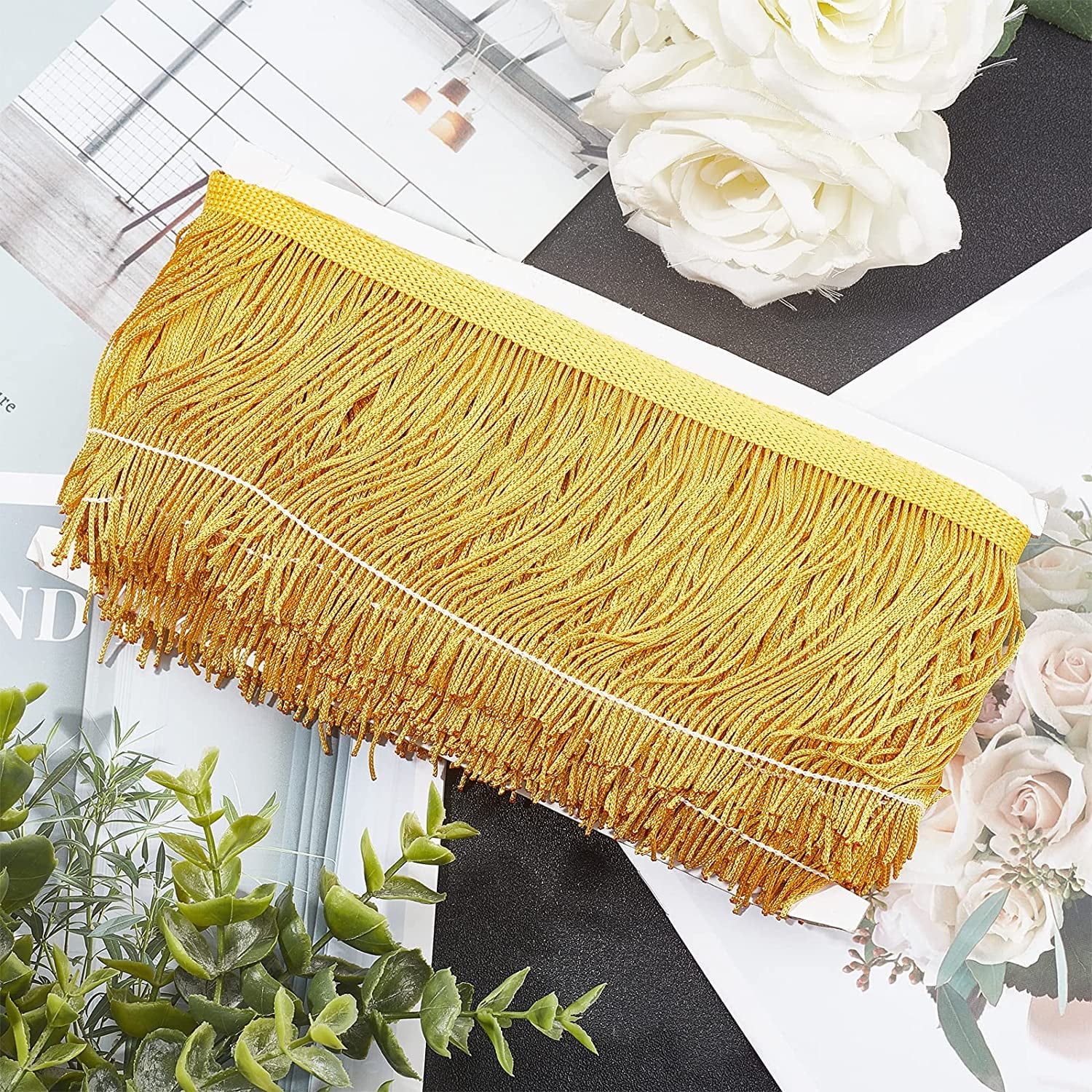 10 Yard Gold Fringe Trim - 4 Inch Wide Tassel For Costumes And DIY Crafts