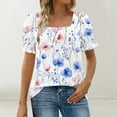 thumbnail image 2 of Uaswgudfs Elegant Women Blouses Summer Tops Casual Short Sleeve Square Neckline Blouse with Ruffle Cuffs & Delicate Floral Embroidery - Slim Fit, 2 of 6
