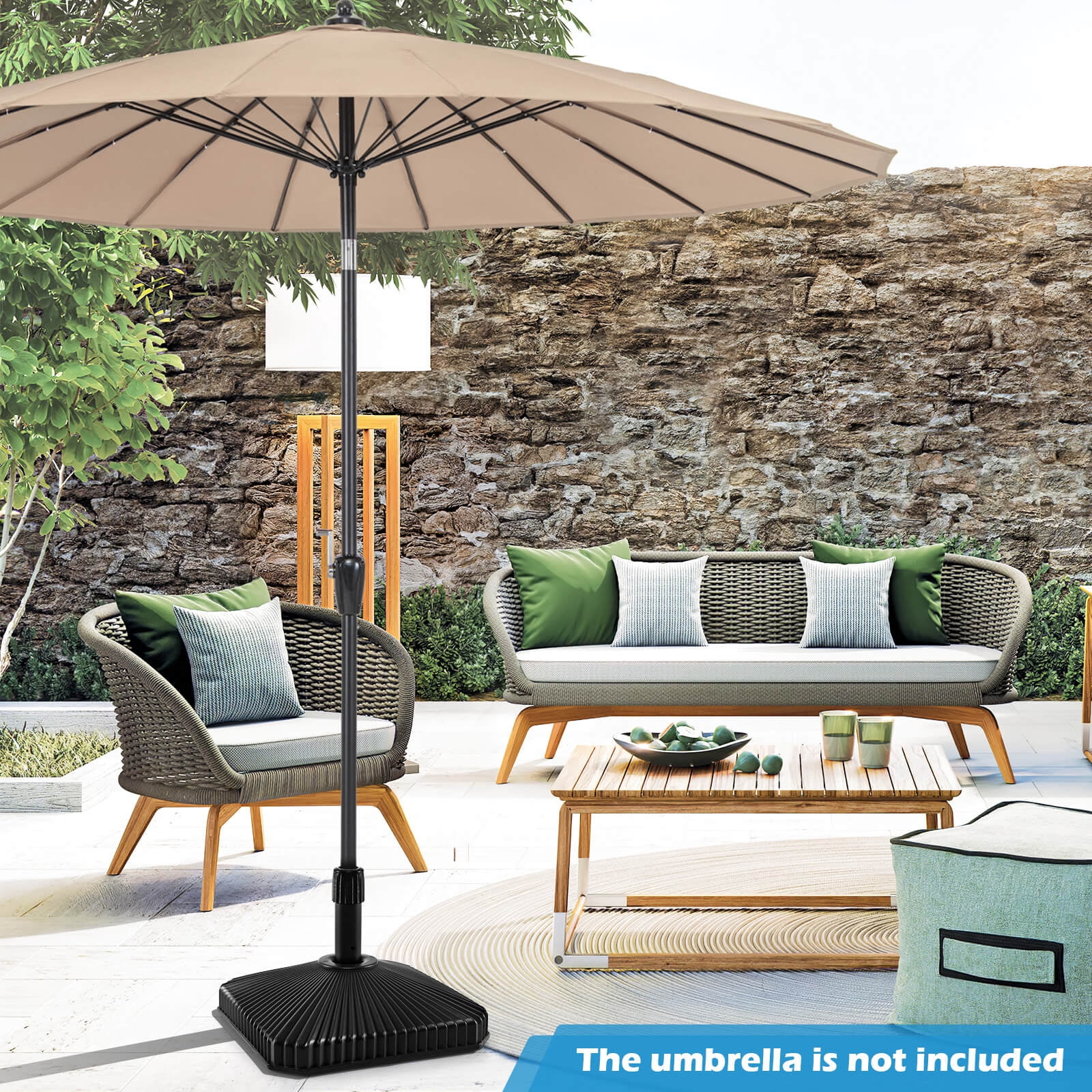 Costway 17.5" Square Umbrella Base with Refillable Reservoir for Water & Sand for Poolside