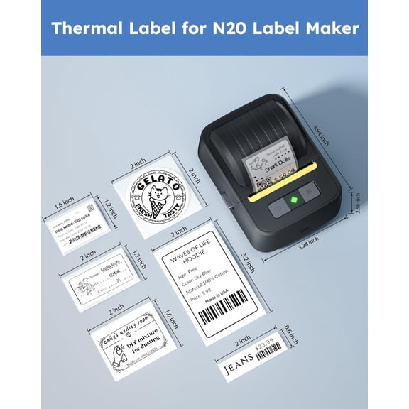 YUYAN-N20 Label Maker Tape, 3 Roll 1.96''x 1.18'' (50mm x 30mm) 230 Labels/Roll Genuine Overlaminate Thermal Label Tape, Waterproof Oilproof Strong Adhesive Labels Paper, Black on White
