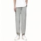 thumbnail image 2 of Puntoco Pantalones de hombre con bolsillos con cordón y seda de hielo de color liso con perneras atadas, 2 of 9