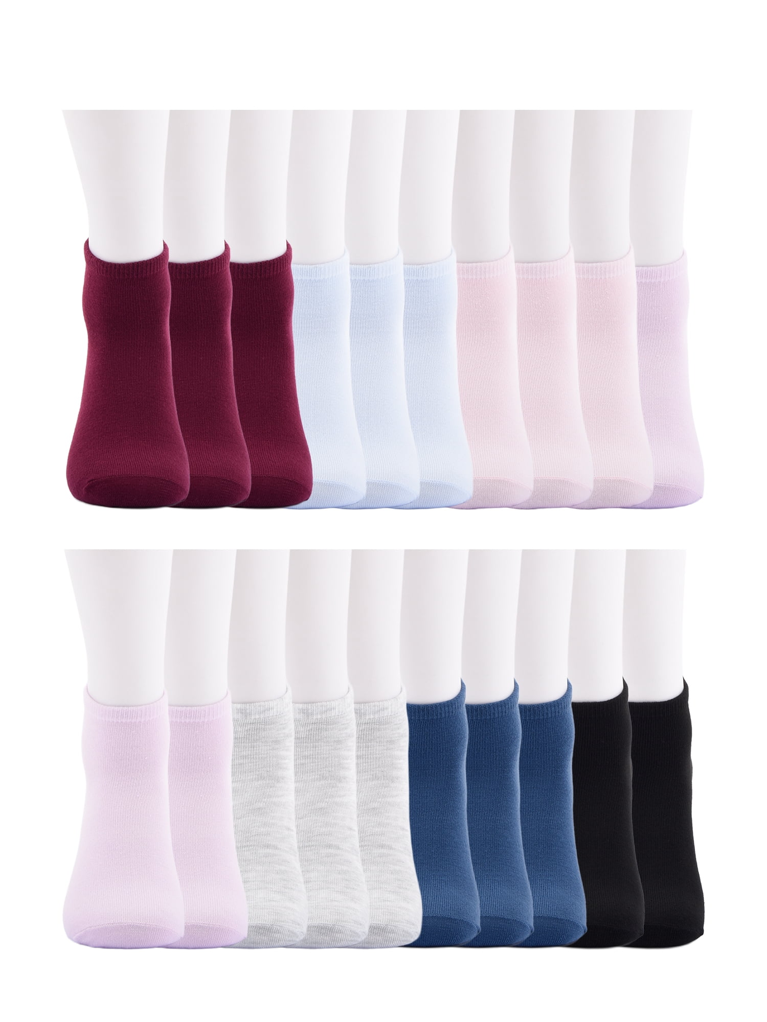 No Boundaries Women's Ankle Cut Socks, 20 Pack, Shoe Size 4-10
