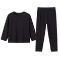 thumbnail image 5 of UAYOTSE Girls Ribbed Knit Long Sleeve Pajama Set Casual Crew Neck Top and Loose Fit Full Length Sleep Pants Size 9-10 Years, 5 of 7