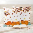 thumbnail image 3 of Thanksgiving Outdoor Waterproof Pillow Covers, Fall Maple Leaf Orange Teal Blue Pumpkin Decorative Square Throw Pillowcase Sofa Cushion Sham for Patio/Couch/Chair, 24"x24" 2 Pack, 3 of 8