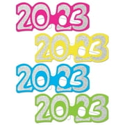 Beistle New Year's Eve Assorted Color 2023 Foil Glasses Party Favors, 4/Pkg