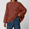 thumbnail image 2 of SuTry Womens Sweaters Long Sleeved Round Neck Knitted Sweater Pullover Solid Color Tops Fall Sweaters for Women(Brown,M), 2 of 7
