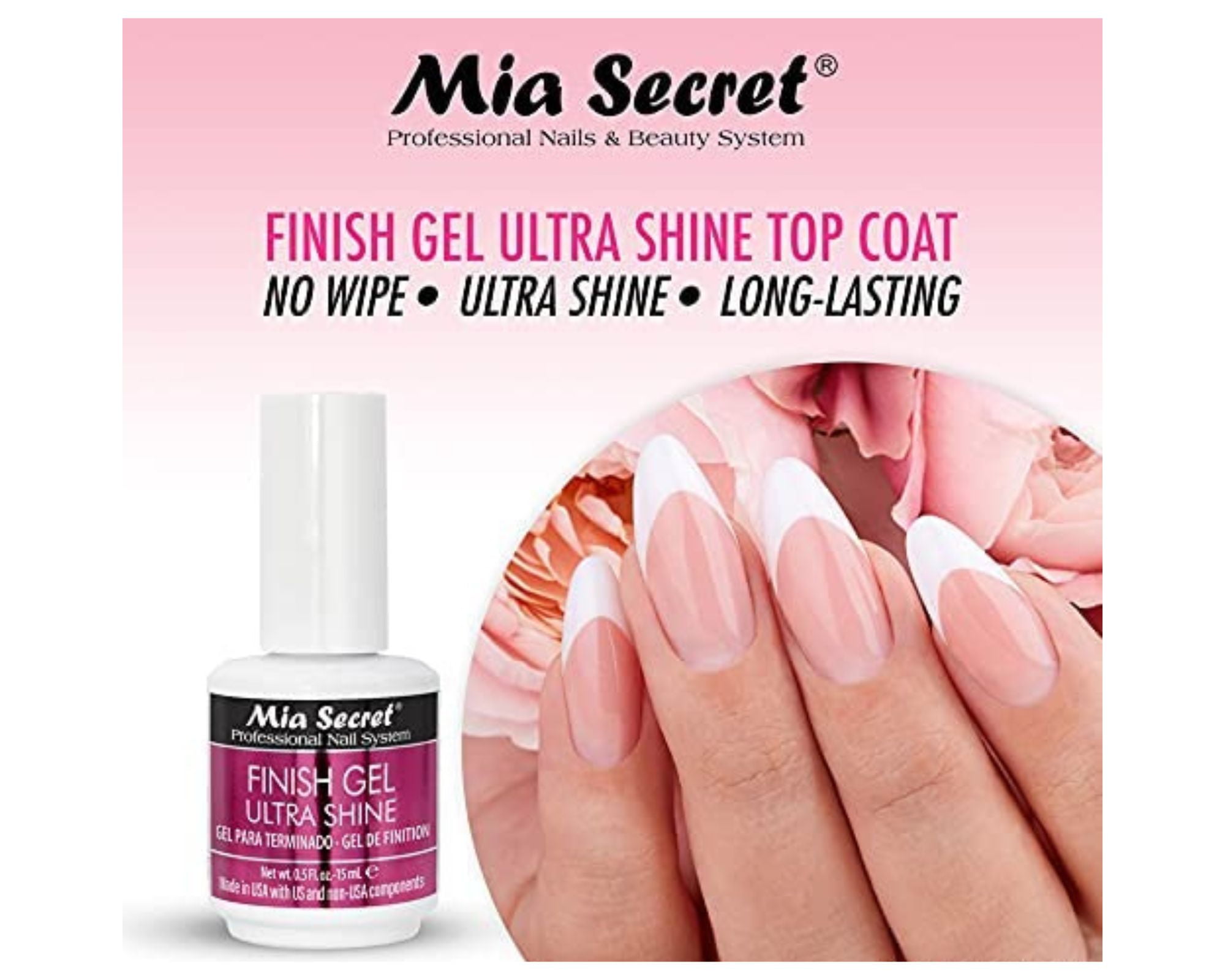 Mia Secret UV Finish Gel Ultra Shine 0.25 oz / 7.4ml (FG-01-M) - Pack of 4