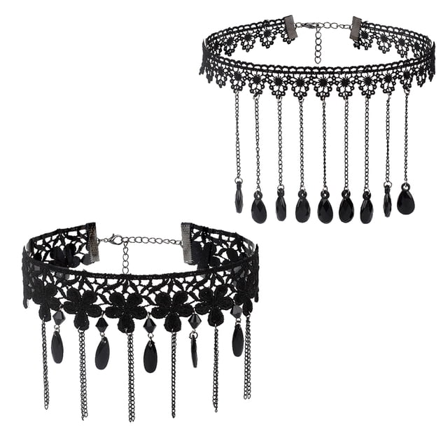Collar, collar gargantilla gótico clásico colorido y collar gargantilla de terciopelo de encaje negro lindo para niñas y mujeres