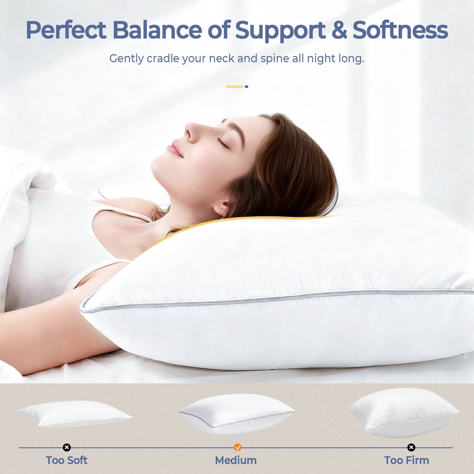 SORMAG Pillows Queen Size Set of 2, Bed Pillows for Side and Back Sleepers, Soft Down Alternative Pillows, Hotel Quality and Machine Washable