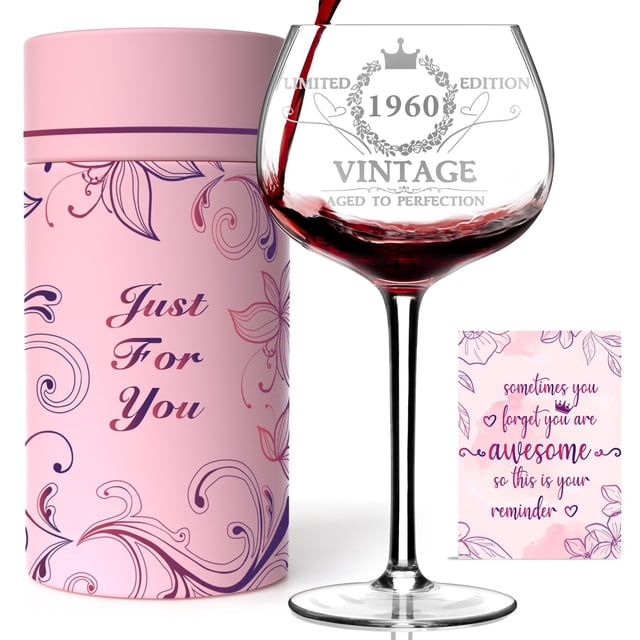 Copa de vino Gumry Vintage 1960, regalo de 65 cumpleaños para mujer