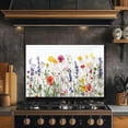 thumbnail image 6 of White background flowers Tempered Glass Backsplash for Kitchen,Frameless, Stove Backsplash Protector for Wall,Easy to Clean, Home Decor (30"x16"), 6 of 8