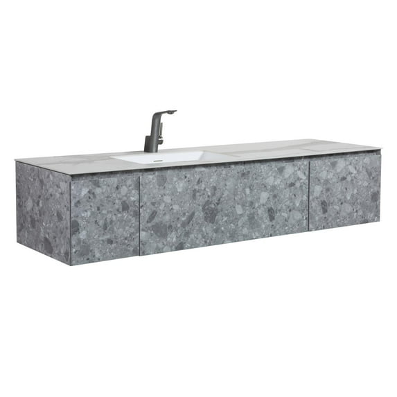 Burlington 65 in. W x 20.7 in. D. x 13.8 in. H Bath Vanity with imitation stone design
