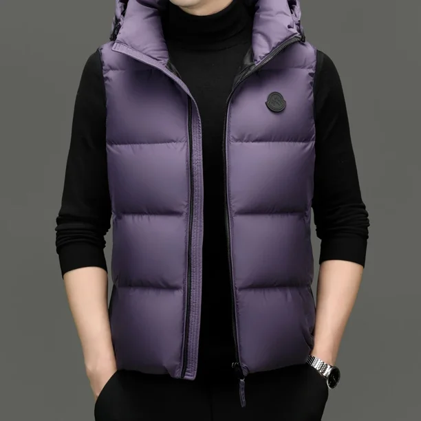 Chaqueta de plumón ligera con capucha para hombre, chaqueta sin mangas con relleno de plumón de pato para hombre, chalecos de marca de invierno para hombre, chaquetas para hombre