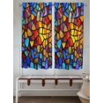 thumbnail image 6 of Living Room Curtains 72 Inches length, Blue Red Yellow Window Treatment Curtain Drapes, Modern Colored Rainbow Stained Glass Light Filtering Drapes for Bedroom Laundry Room, 52"x72", 2 Panels, 6 of 7