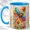 Blue, variant on Rainbow Dragonfly Coffee Mug, Stained Glass Art Mug, Ceramic 11 oz