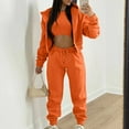 thumbnail image 2 of Rovga Women Sets Outfits Tracksuit Autumn Winter Top Vest Pants Set Fashion Solid Color Zipper Hooded Sweatshirt Pants Casual 3PCS Set Top Pants Clothes Sets Outwear, 2 of 5