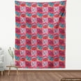 thumbnail image 4 of Ambesonne Bohemian Fabric by the Yard Upholstery, Ethnic Poppies and Peonies, 1 Yard, Scarlet Dark Coral Blue, 4 of 5