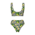 thumbnail image 6 of Rocae Lemons on Striped for Bikini Set for Women Two Piece Sexy High Swimsuits Split Crossover Bikini Medium, 6 of 9