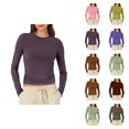 thumbnail image 1 of Chemises à Manches Longues pour Femmes 2026 Printemps Tendance Y2k T-Shirt Court Col Rond Ajusté, 1 of 2