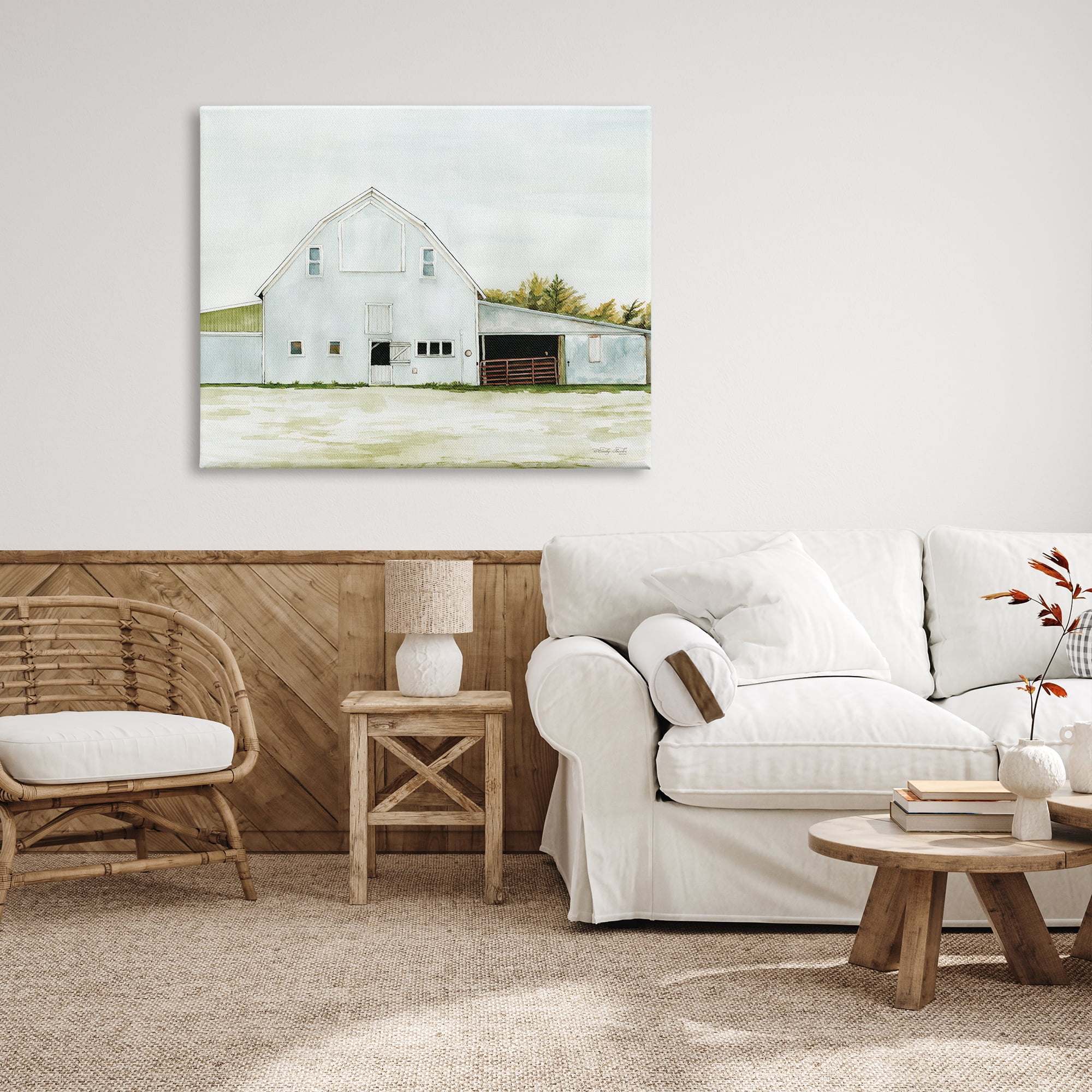 Stupell Industries Countryside Barn Rural Farmland Field Landscape Painting Gallery Wrapped Canvas Print Wall Art, Design by Cindy Jacobs