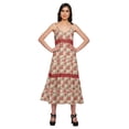 thumbnail image 1 of Moomaya Printed Long Maxi Dress For Women Sleeveless V-Neck Casual Flair Kurta, 1 of 6